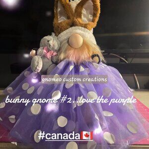 Purple easter gnome bunny